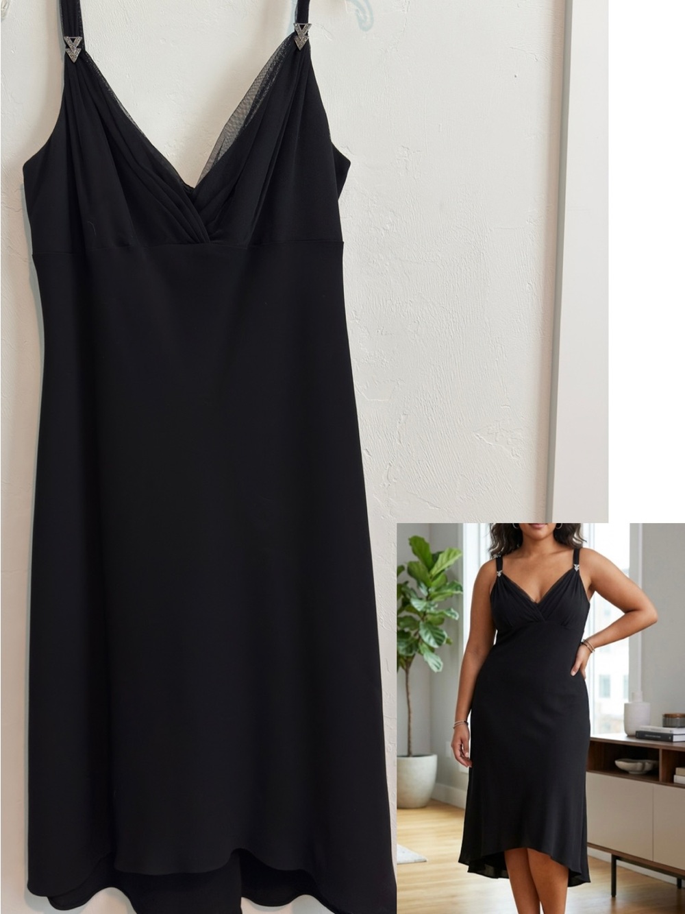 Evan Picone Black Midi Dress 14 LBD
